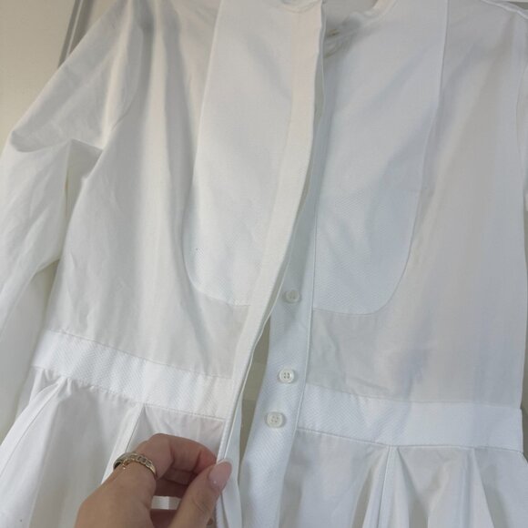 NWT Alexander McQueen Mini Shirt Dress Band Collar Fit And Flare White Poplin - Picture 10 of 12